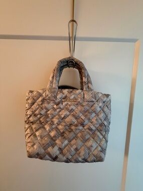 MZ Wallace Quilted Metallic Pewter Tote